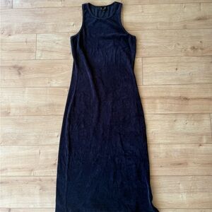 Vintage Y2K Juicy Couture Black Label Navy Velour Maxi Dress Sleeveless M